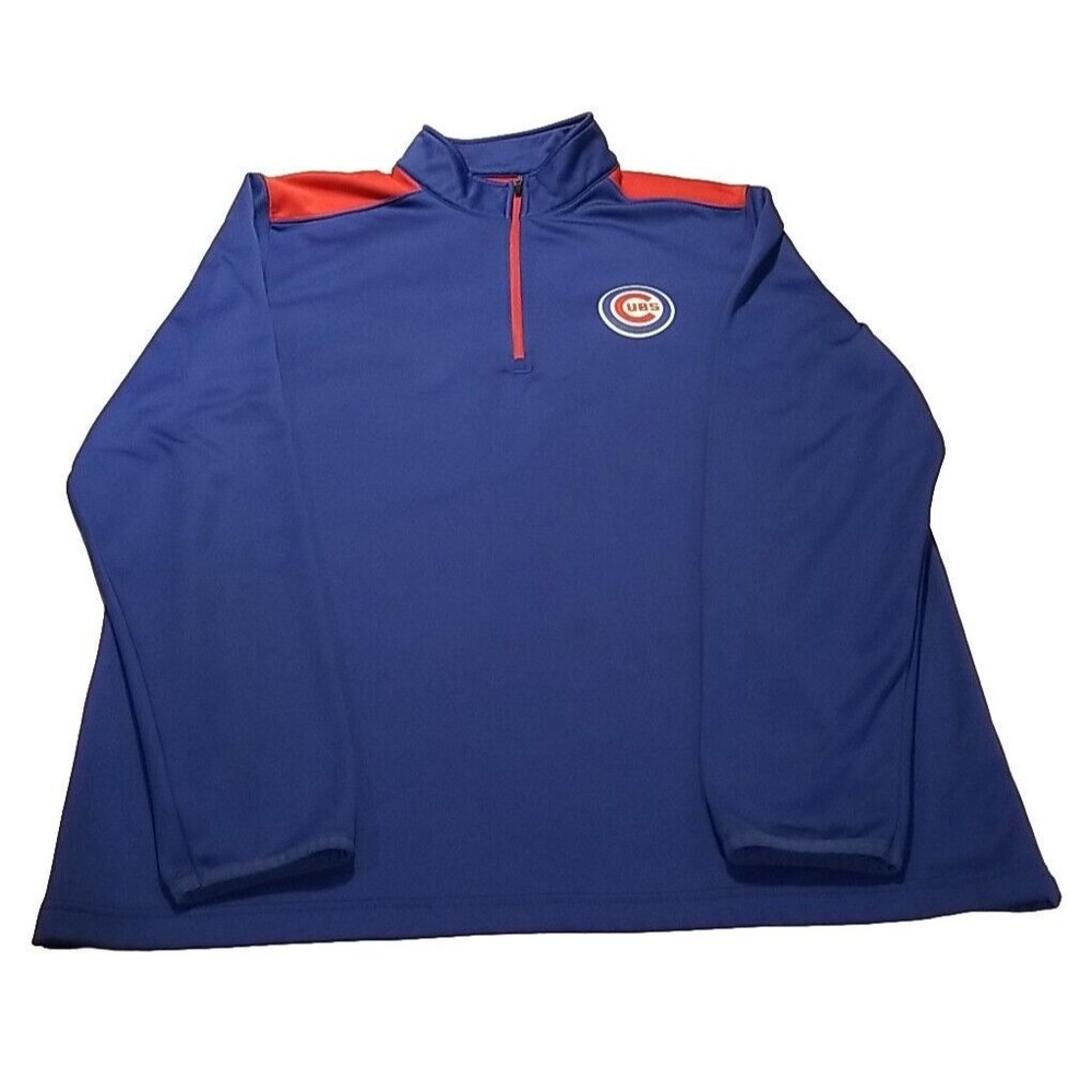 MLB Chicago Cubs Pullover Mens XL 1/4 Zip Sweatshirt Blue Fleece Casual Blue